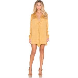 Revolve Knot Sisters Ludlow Dress S Mustard Yellow plaid Button down Mini Dress
